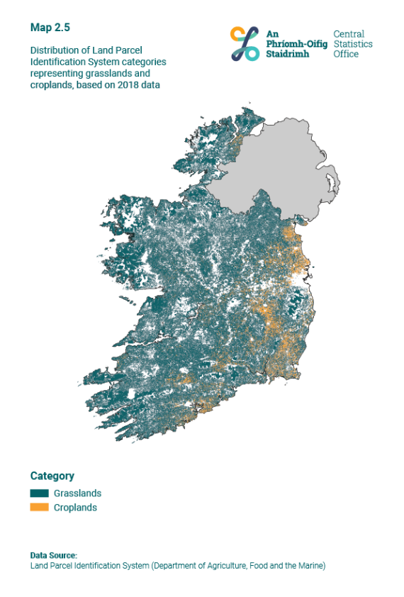 Map 2.5 Extent of LPIS (Land Parcel Identification System) land cover categories, based on data from 2018