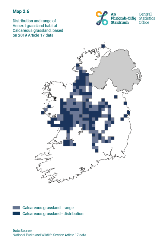 Map 2.6 Distribution and range of Annex I habitat Calcareous grassland, based on 2019 Article 17 data